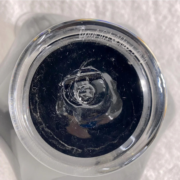 Handblown Ripple Edge Blue Black Glass Opal Cut Glass Handkerchief Vase Bowl - Picture 3 of 15